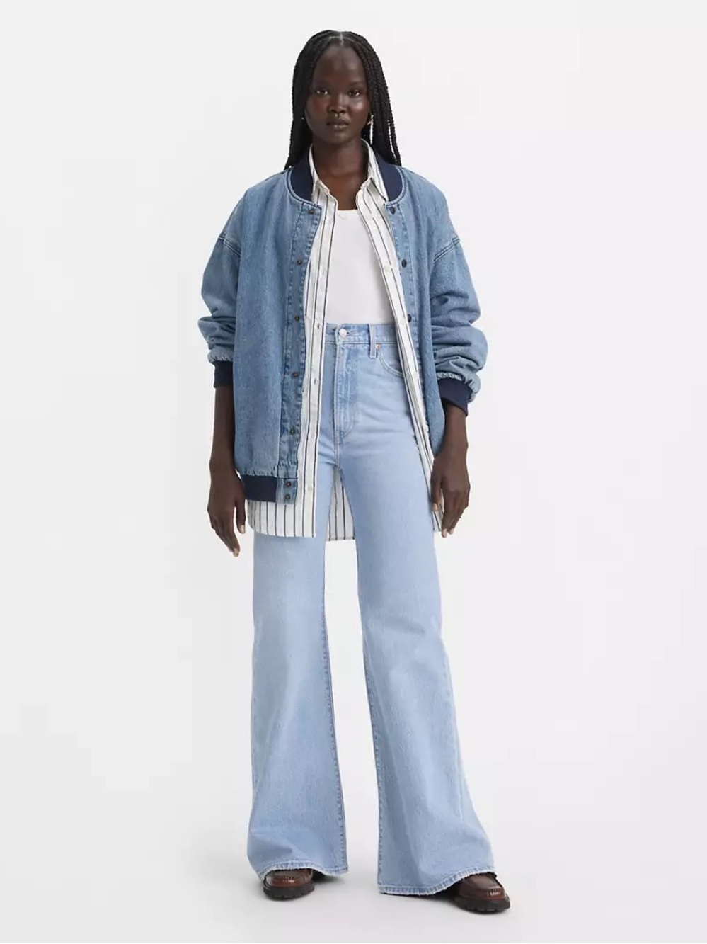 Levi's Ribcage Bell Light Blue Wide Leg Flare Jeans